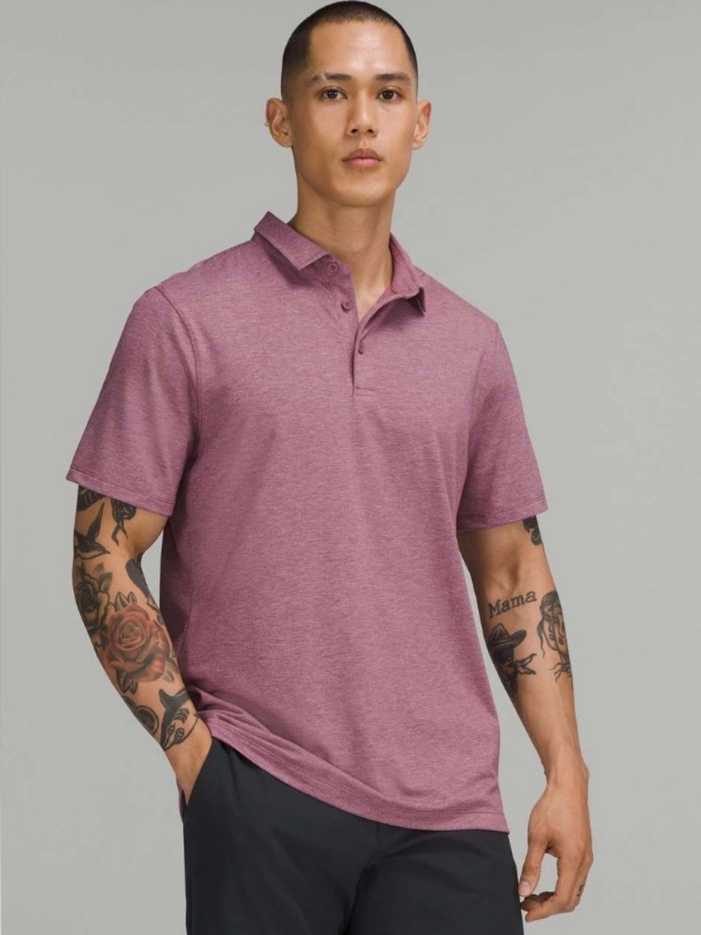 Lululemon Evolution Short Sleeve Polo Shirt
Heathered Vintage Plum Men's Size S.